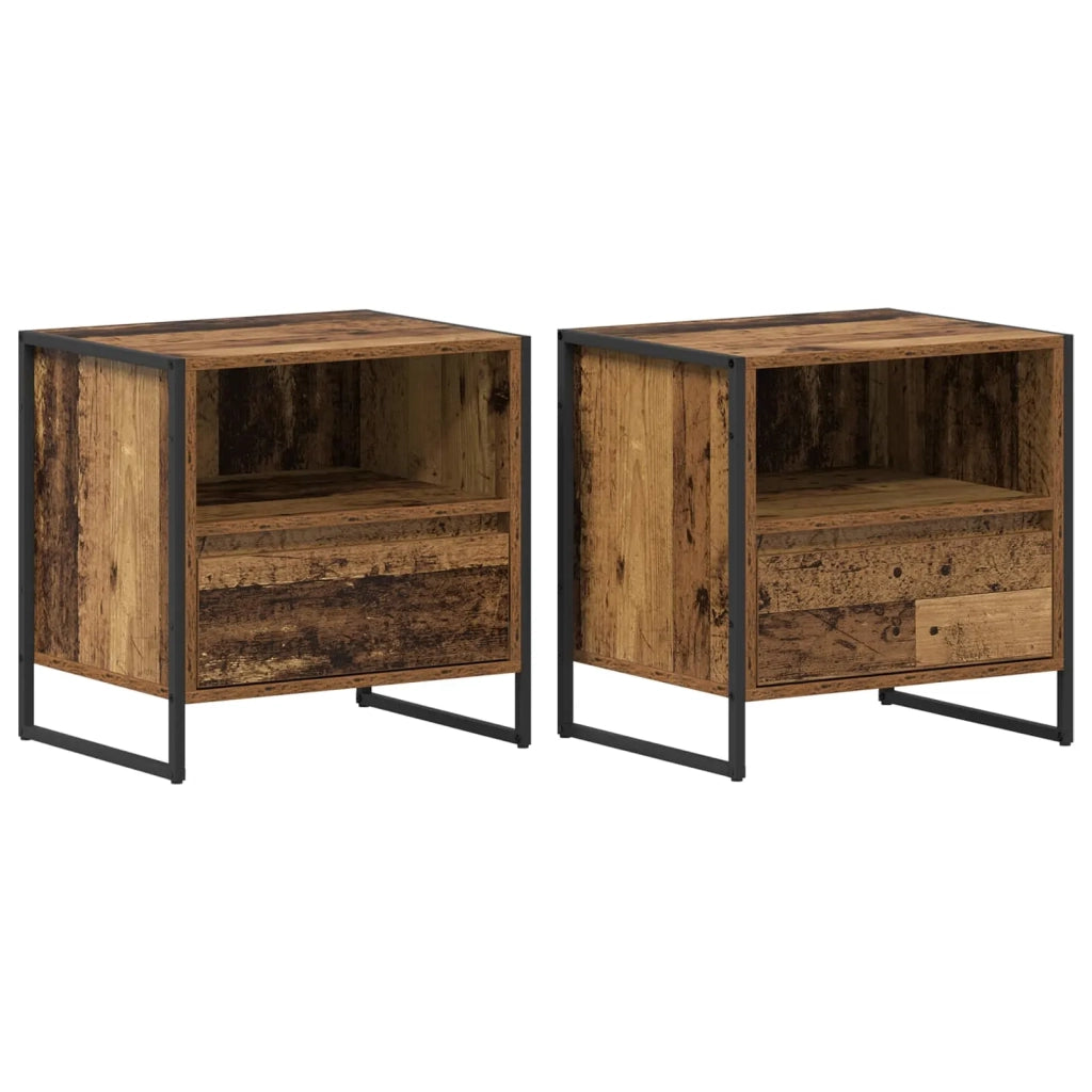 Comodino con cassetto 2 pcs Legno vecchio 50 x 39,5 x 50 cm