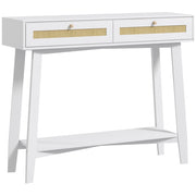 Consolle Ingresso con 2 Cassetti ¨C zephmum ¨C Ratan Bianco 100x30x81