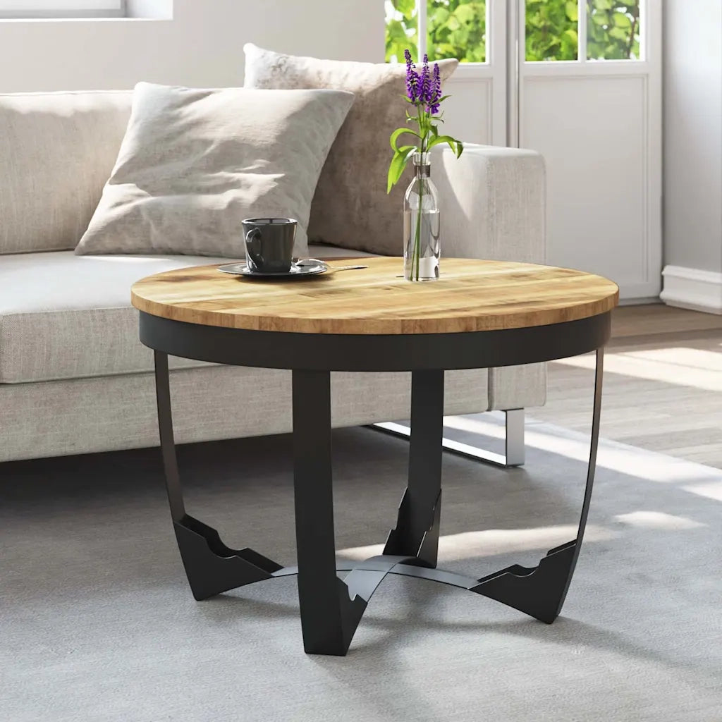 Tavolino da Salotto in Legno Massello Grezzo di Mango 60x40 cm 244673