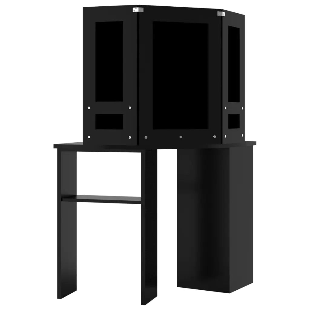 Tavolino da Trucco-Toeletta Angolare con LED Nero 111x54x141,5 cm