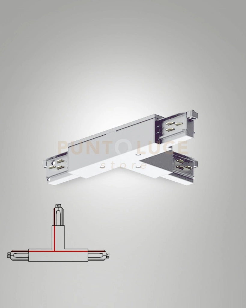 GIUNTO A "T" POLO INTERNO SINISTRA /TERRA ESTERNO DESTRA BIANCO SISTEMA BINARIO TRACK