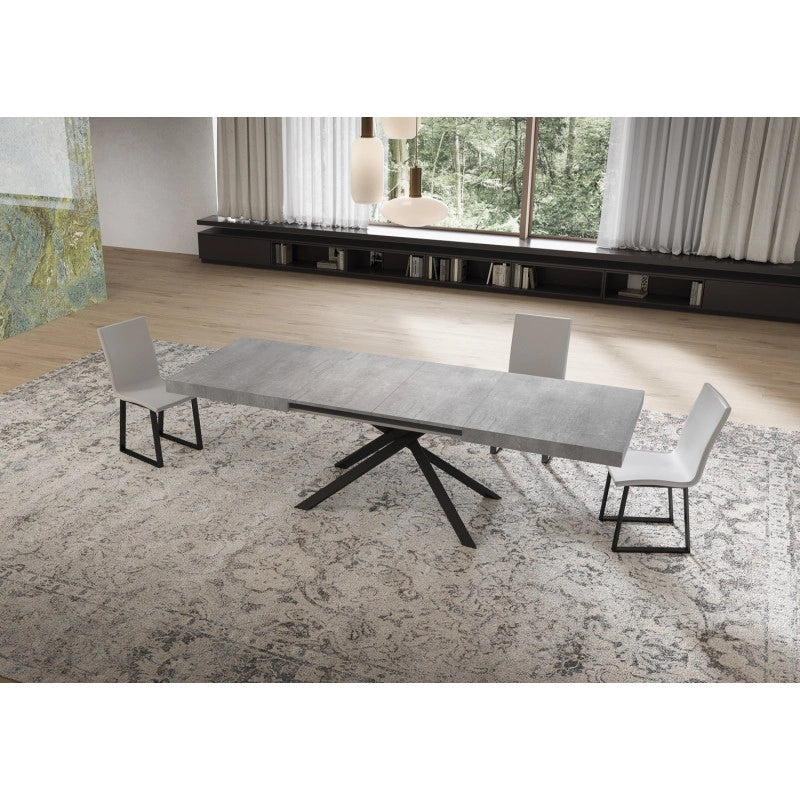 Tavolo allungabile 160/244x80 cm Niket telaio Antracite - Cemento