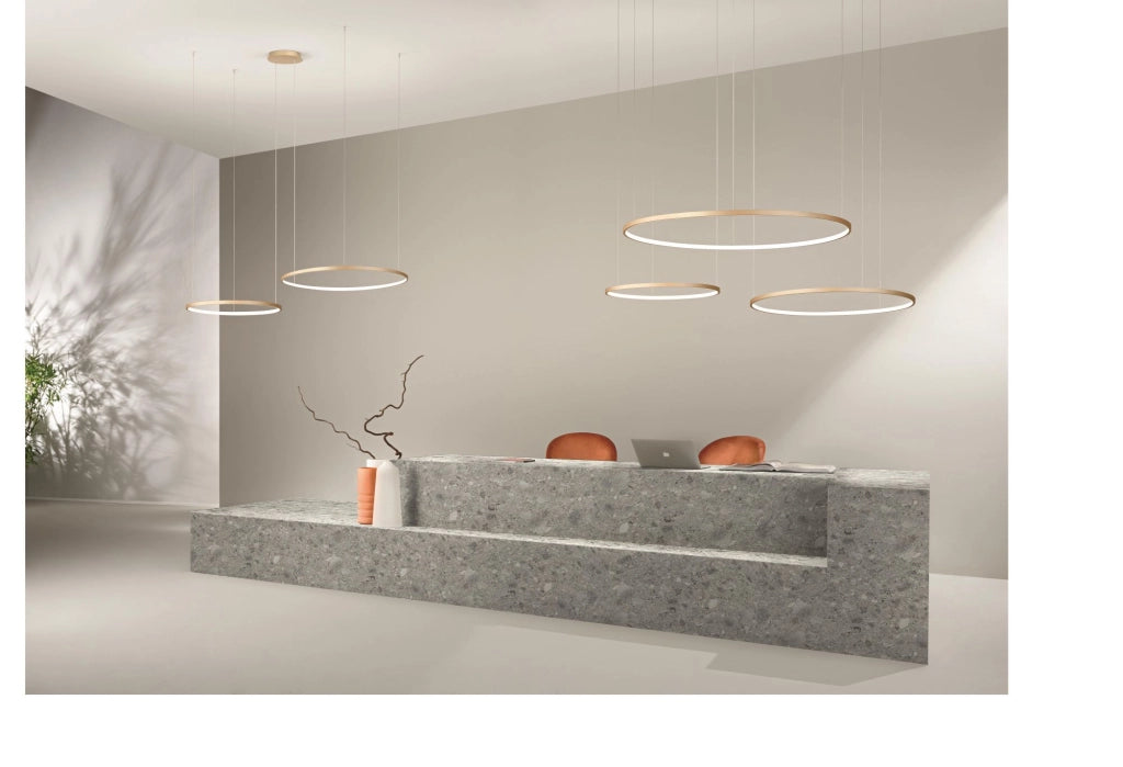 SOSPENSIONE MULTIPLA 3 LED SOEL ORO 3000K MAX 6720LM 113W DIMMERABILE D.60-80-100CM
