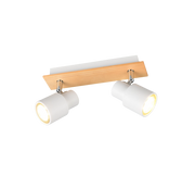 Barra 2 spots, metallo e legno, bianco, L 31 cm, Pierre