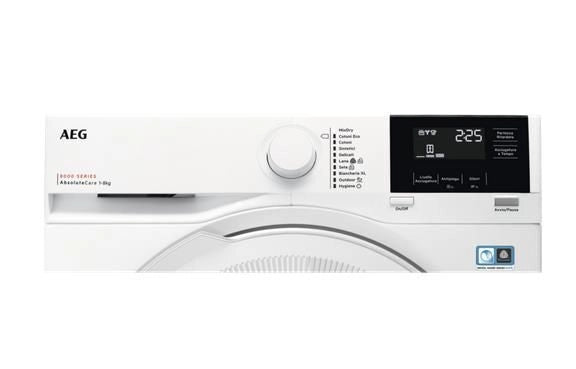 AEG TR8G83GW Serie 8000 AbsoluteCare Asciugatrice a Pompa di Calore Classe energetica A+++ Capacita' di Carico 8 Kg Motore Inverter Cesto ProTex XXL
