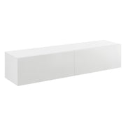 Mobile Pensile Porta TV Evaton da Parete 140 x 33 x 30 cm - Bianco Lucido [en.casa]