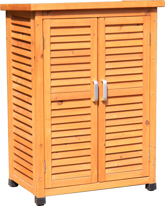 Armadio Porta Attrezzi da Giardino 1 Ripiano 2 Ante 69x43x96 cm in Legno Taini