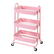 Carrello di servizio mobile contenitore per cucina/soggiorno con 3 cestelli acciaio 79 x 46 x 35 cm rosa 03_0009231