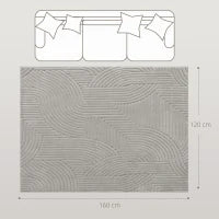 Tappeto in Stile Moderno, con Base Antiscivolo, Tessuto a Macchina, 160x120 cm, Grigio