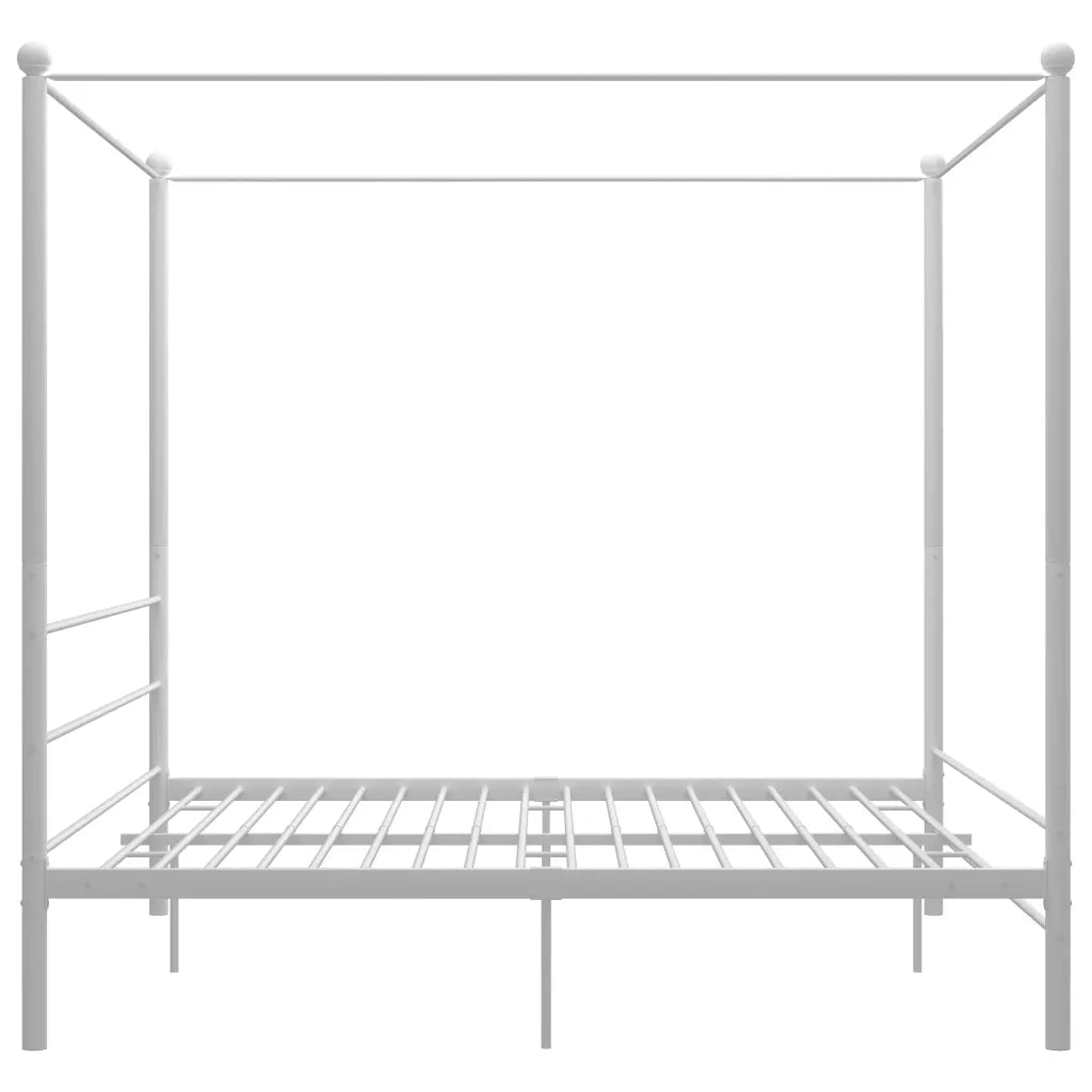 Letto a Baldacchino Bianco in Metallo 200x200 cm 325070
