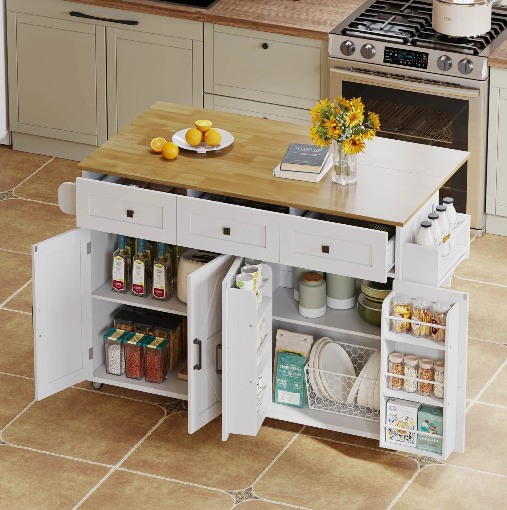 Isola da cucina mobile con piano pieghevole 140x43(70)x90,5 cm