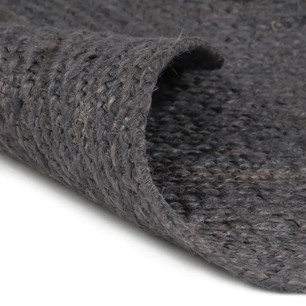 Tappeto Lavorato a Mano in Juta Rotondo 240 cm Grigio Scuro 343598