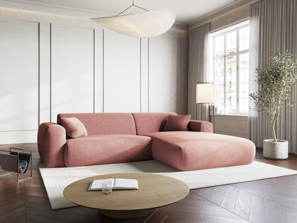 Cosmopolitan Design - Divano angolare destro "Nolio" 4 posti in ciniglia rosa 
