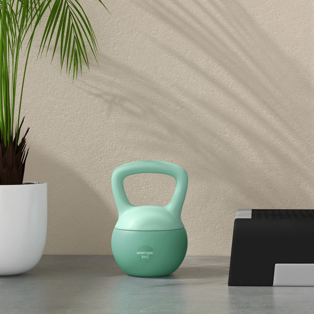 Kettlebell 8 kg ¨C zephmum ¨C 19x19x28 cm, verde, maniglia antiscivolo