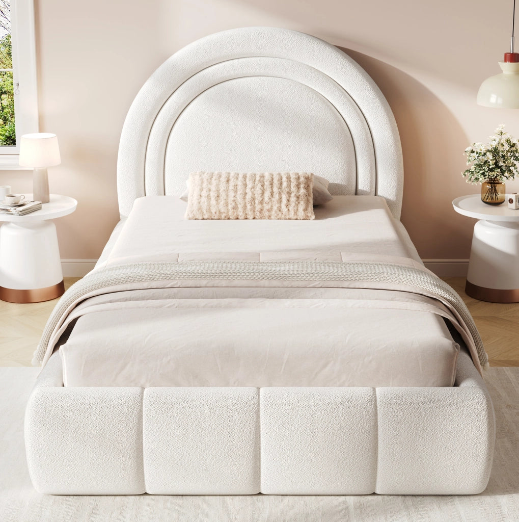 Letto imbottito per bambini 90x200 cm con contenitore e rete a doghe