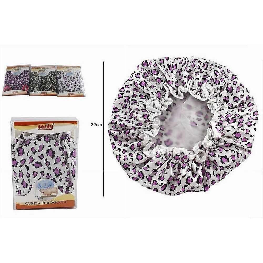 Trade Shop - Set 2 Pz Cuffia Doccia Bagno Elastico Fantasia Animalier Protegge Capelli 10041 -