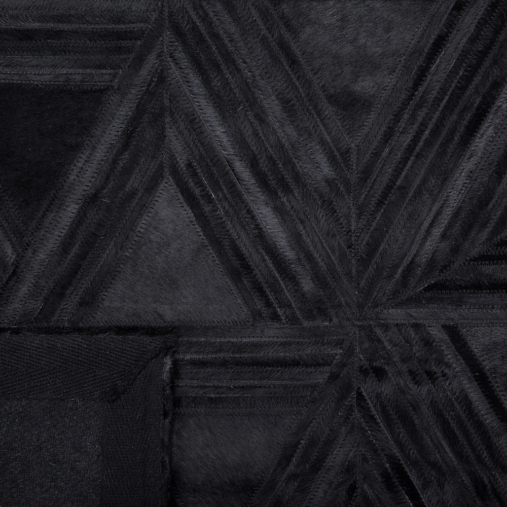 Tappeto Nero Pelle Di Vacchetta 140 x 200 cm Motivo Artigianale A pelo corto Moderno