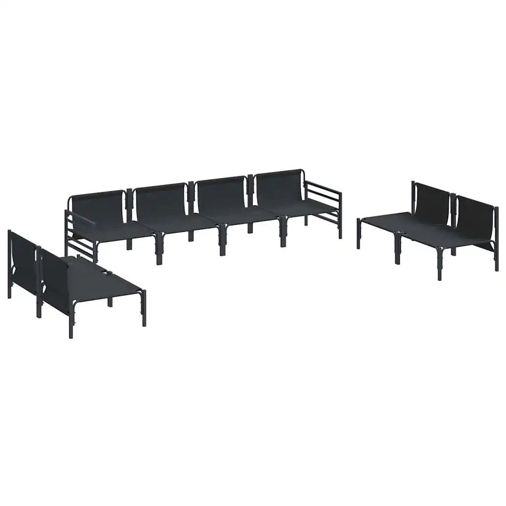 Set Divano da Giardino con cuscino 8 pcs Nero Acciaio 3378984