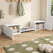 Scarpiera a doppia anta per ingresso e sottoletto in legno e MDF bianco con ampio spazio 189 × 40 × 34,5 cm