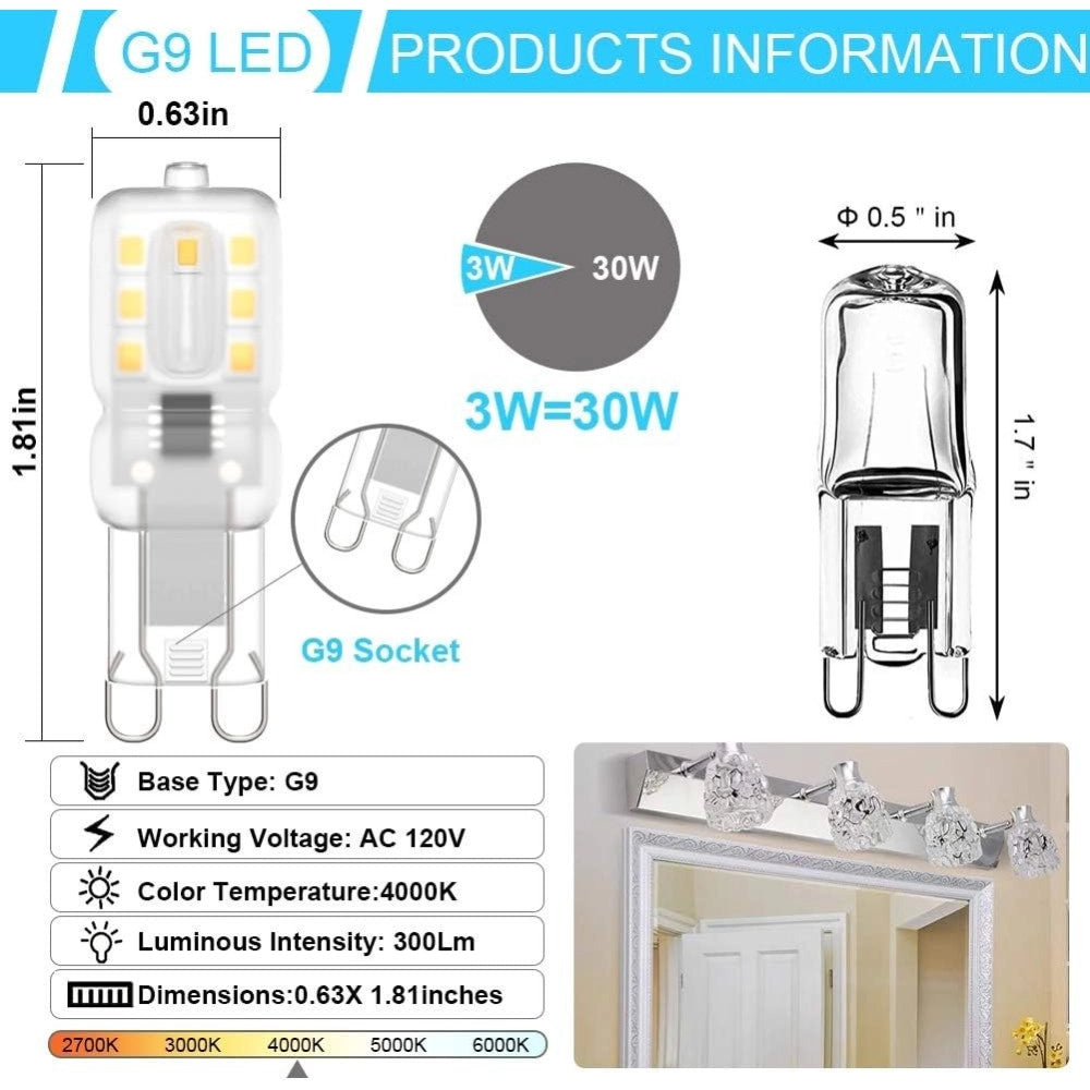 Trade Shop - Lampadina Per Faretto 2w Led 2 Smd 3535 Attacco G9 Luce Bianca Fredda Calda 220v - -bianco Caldo      -