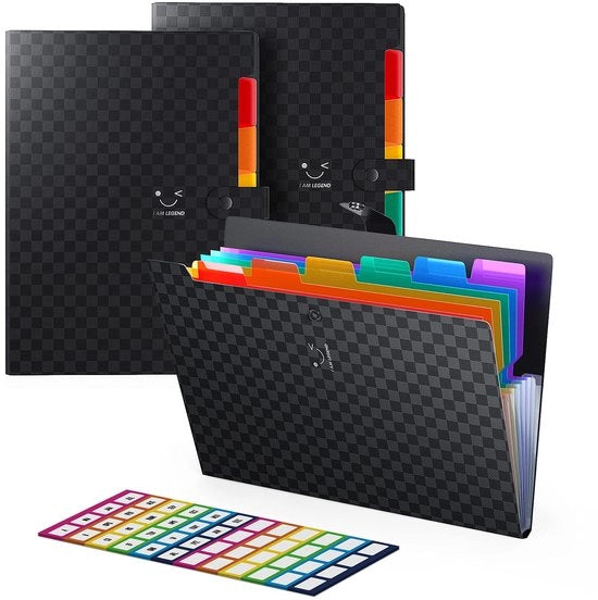 Organizzatore da scrivania con 7 tasche, A4, 3 pezzi, migliorato, plastico, staccabile, accordeon, contenitori per documenti, mappe e documenti, 7 tasche con chiusura a scatto per scuola.