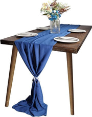 Tela da tavola chiffon, 300 x 70 cm, blu scuro, chiffon, decorazione da tavola, romantico velo per matrimonio, tessuto decorativo per matrimonio, festa di compleanno, baby shower.