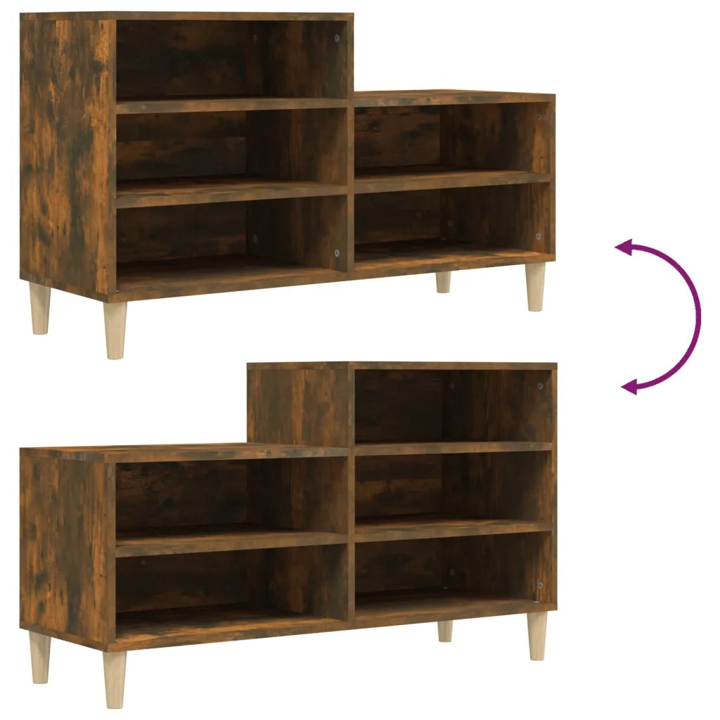 Scarpiera | Mobile per scarpe Rovere Fumo 102x36x60 cm in Legno Multistrato