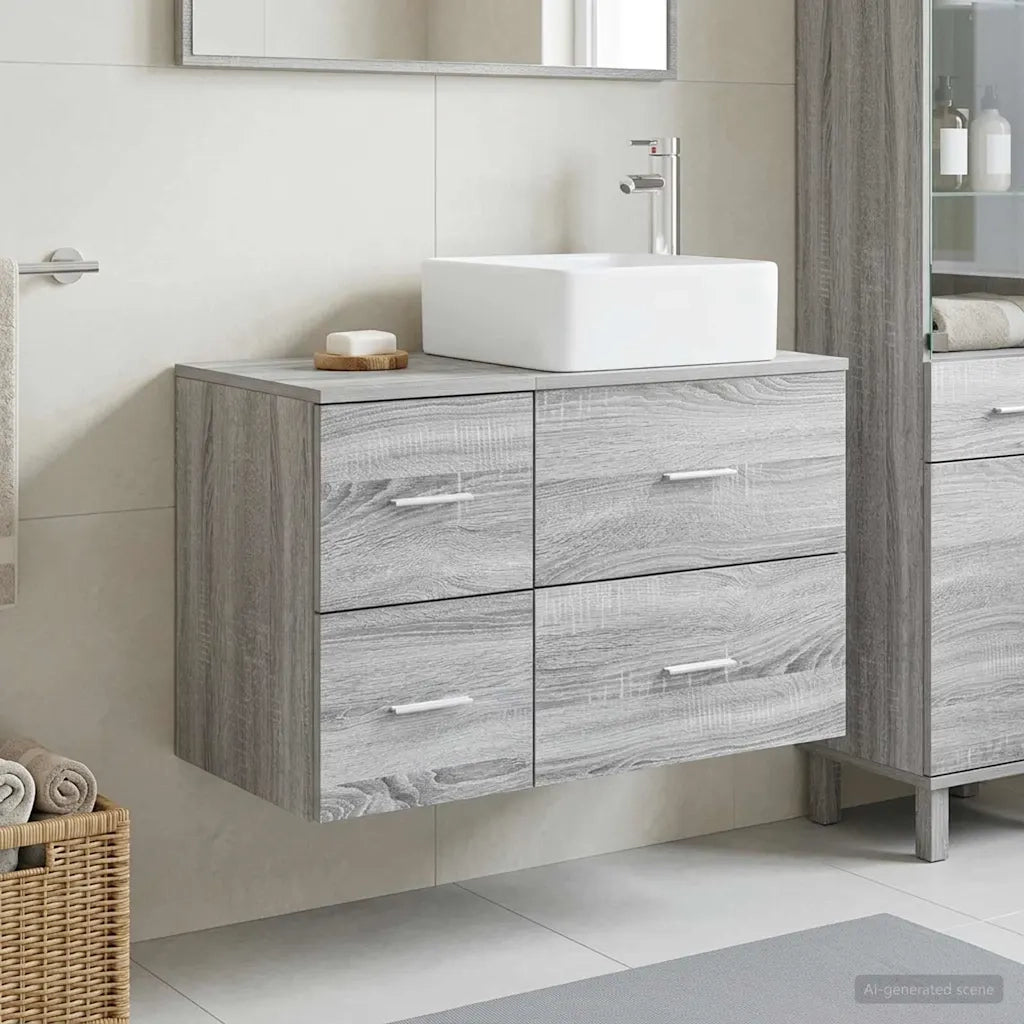 Set di mobili per il bagno 2 pz Sonoma grigio 3403981