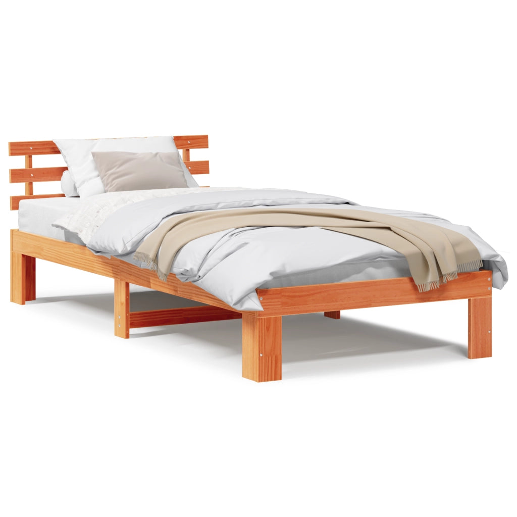 Struttura Letto in Legno di Pino Marrone Cerato Legno Massello