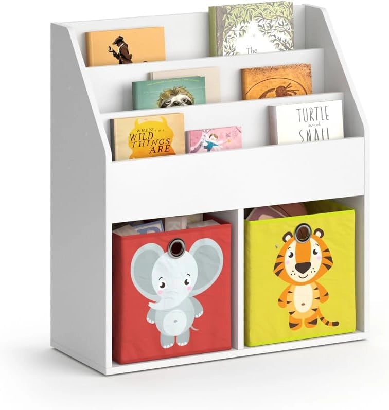 Libreria bambini Luigi, Bianco, 72 x 79 cm Senza box pieghevole, combinabile per riporre libri e giocattoli
