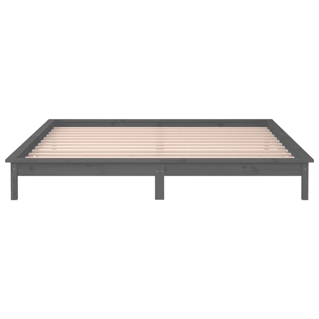 Giroletto con LED-Struttura Letto Grigio 140x190 cm in Legno Massello