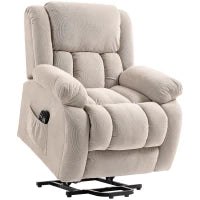 Poltrona Alzapersona Massaggiante e Reclinabile con 2 Tasche e Telecomando, 93x104x105 cm, Beige
