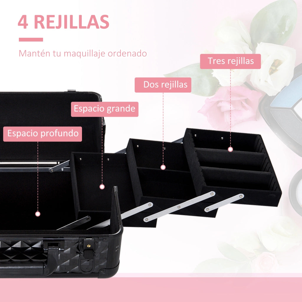 Organizzatore Cosmetici Portatile 4 Livelli ¨C zephmum ¨C 35.5x20x25.5cm Aluminio