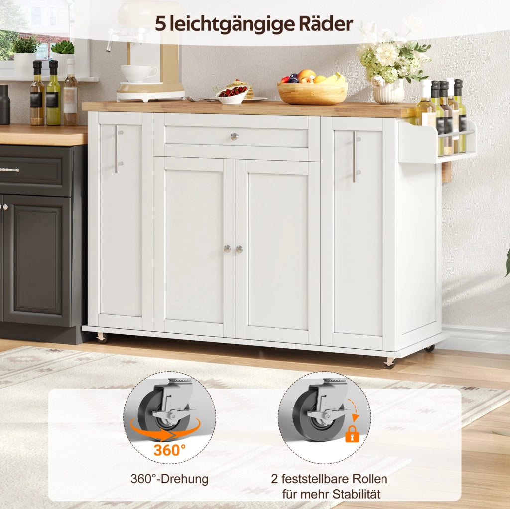 Isola cucina mobile con piano pieghevole 120x45(70)x87 cm