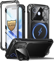 Telaio iPhone 17 - Vetro 9H Resistentente - Compatibile con MagSafe - Resistente allo Shock - Impermeabile - Protezione Lenti Ripiegabile - Cover per Telefono