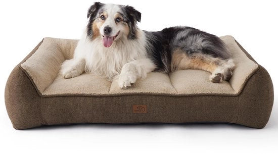 Letto per cani lavabile per cani grandi - 106x76cm divano per cani impermeabile con morbido piumino Sherpa, culla per cani con presa antiscivolo in marrone