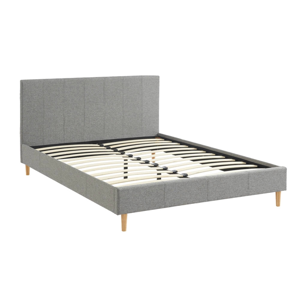 Struttura letto con rete a doghe e testiera 140x190cm, tessuto