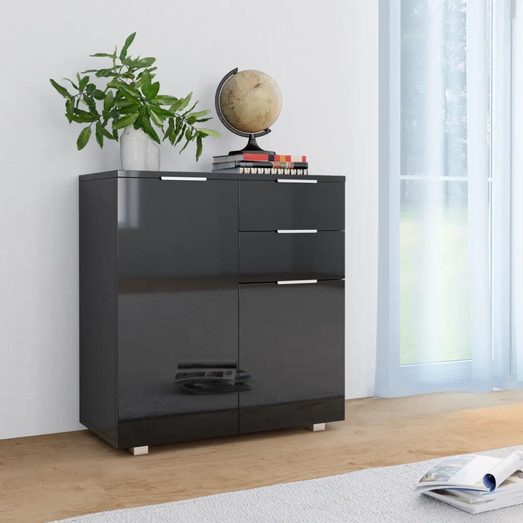 Credenza con Finitura Lucida Nera 71x35x80 cm in Truciolato 283716