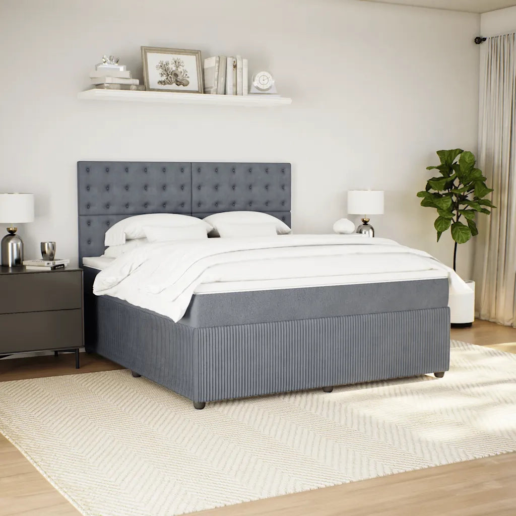 Giroletto a Molle con Materasso Grigio Scuro 180x200 cm Velluto