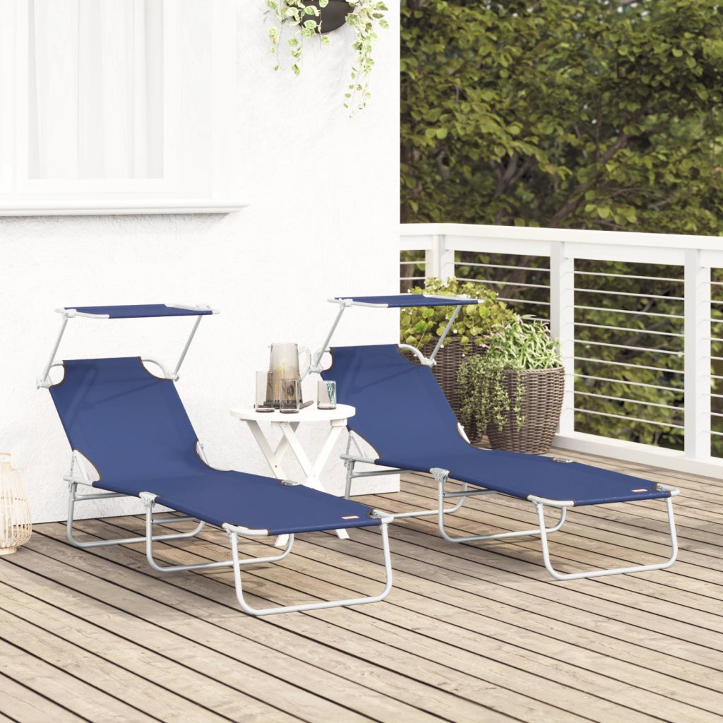 Lettini Prendisole 2 pcs con Tettuccio Blu Tessuto Oxford 600D