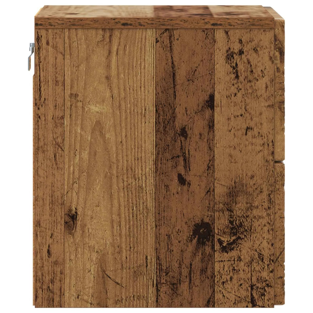 Mobiletto da notte a muro 2 pcs Legno antico 34,5 x 33 x 40 cm 898822