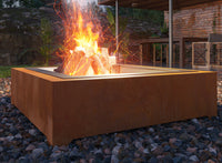 Braciere a Legna da Giardino 100x100x30 cm in Acciaio Rivestimento Corten 1000 Square Ruggine