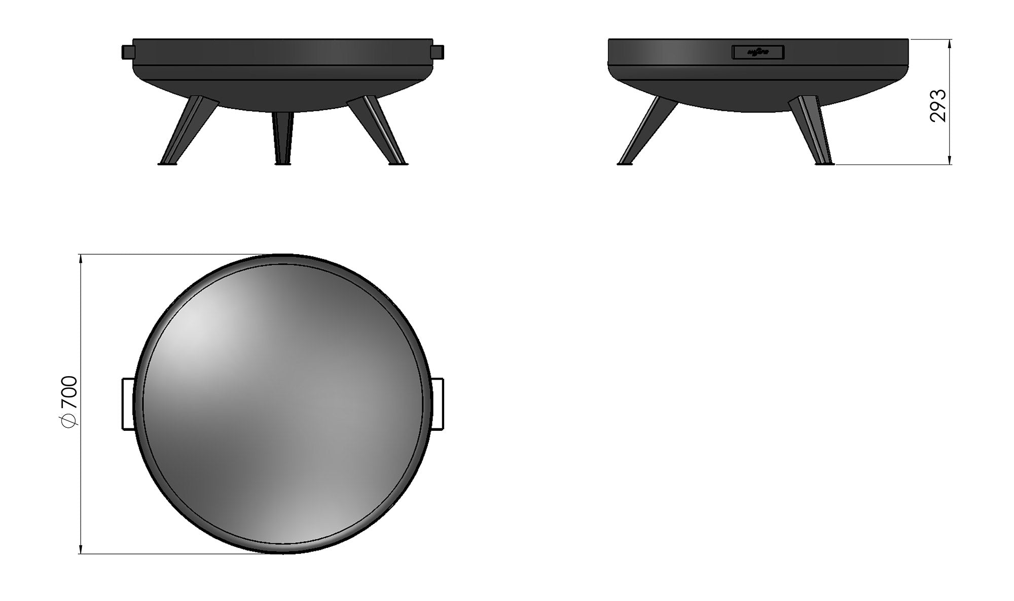 Braciere a Legna da Giardino ⌀70x29,3 cm in Acciaio Misa 700 Bowl Nero