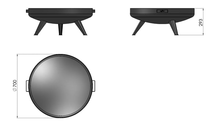 Braciere a Legna da Giardino ⌀70x29,3 cm in Acciaio Misa 700 Bowl Nero