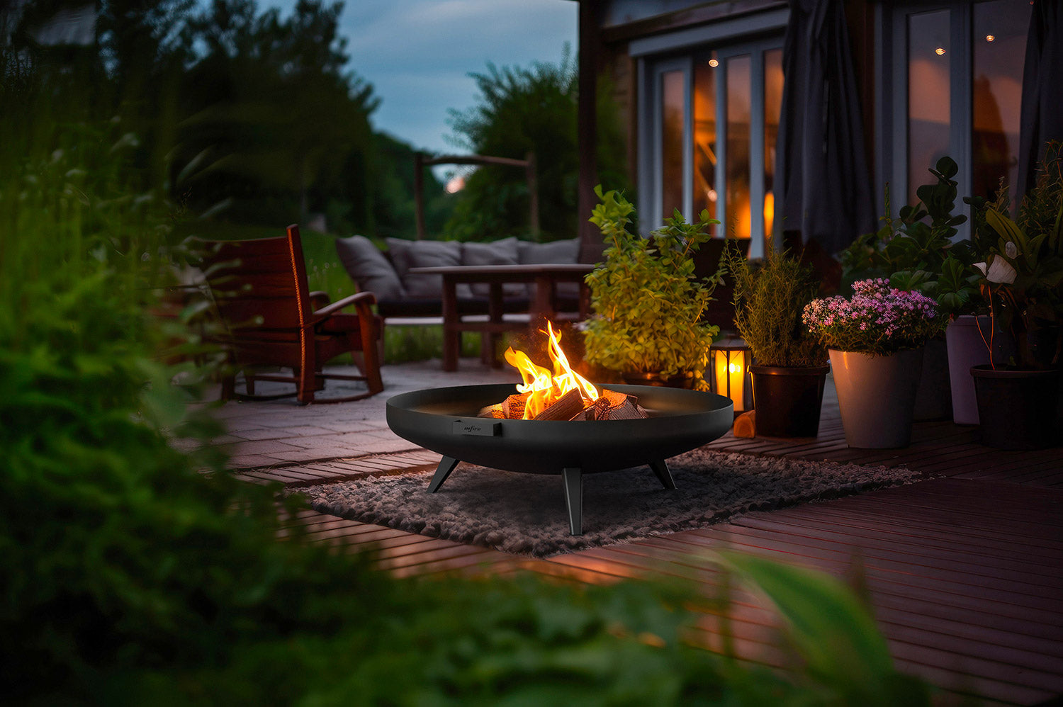 Braciere a Legna da Giardino ⌀100x30,8 cm in Acciaio Misa 1000 Bowl Nero