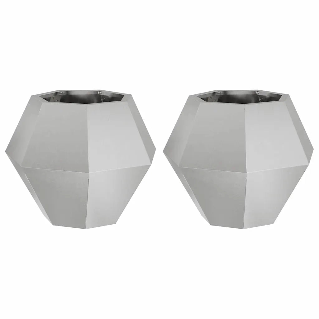 Fioriera 2 pcs Argento 50 x 50 x 40 cm Acciaio inossidabile