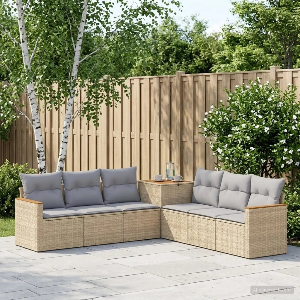 Set di divani 7 pz Beige e Grigio Chiaro 3448865
