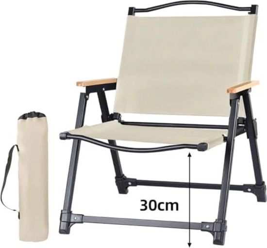 Sedia da Campeggio - Beige - 30cm di Altezza del Sedile - Sedia da Mare - Sedia da Campeggio