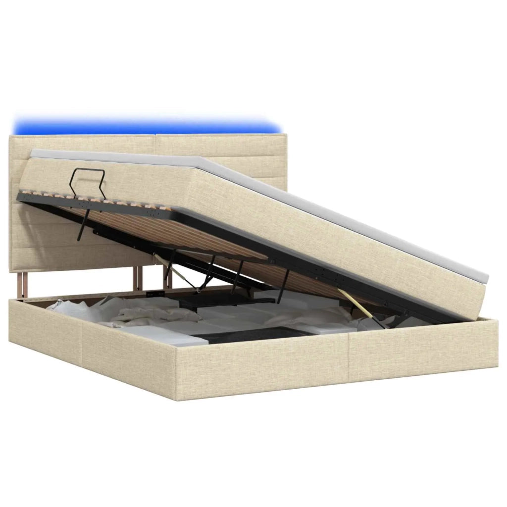 Letto con contenitore LED e materasso Crema 160 x 200 cm 3459895