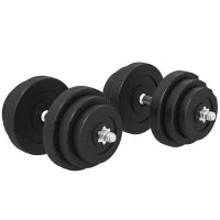 Set 2 Manubri Regolabili da 40 kg Totali con 12 Dischi e Impugnatura Antiscivolo, in Acciaio e Plastica, Nero